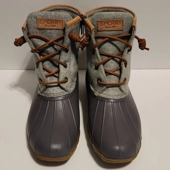 Women's Sperry Saltwater Duck Rain Boot Wool Embossed Thinsulate Gray US Size 9 - Picture 5 of 11